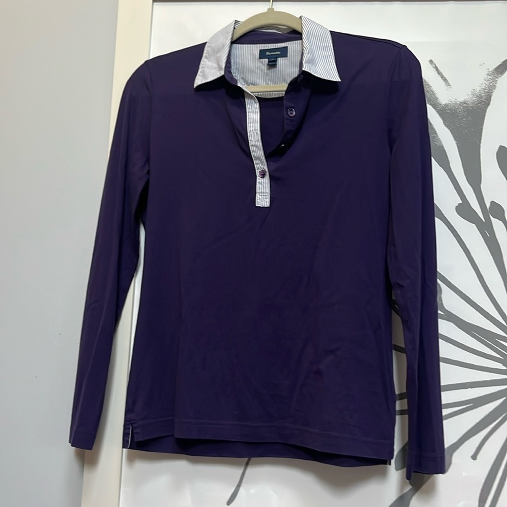 Façonnable beautiful plum purple 100% cotton collared pullover top